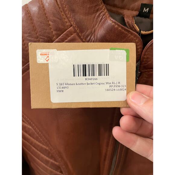 Decrum Genuine Leather Rachel Women Cognac Jacket With Removable Hood -  M - Picture 3 of 5